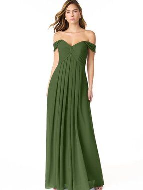 Azazie Kaitlynn - Olive Empire Ruched Chiffon Convertible Dress